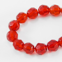 Намистини скляні круглі, прозорі, горіння, Колір: Червоний, Діаметр: 8 мм, Отвір 1мм, близько 43шт / 35см / нитка, (5WB7093)