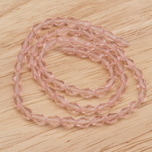 Намистини Скло Крапля, Прозорі, Грановані, Колір: Рожевий, Розмір: 6х4мм, Отв-тя: 1мм, близько 72шт / 43см / нитка, (5WB7117)