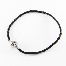 Baza do Eurobransoletki Prawdziwa Skóra i Mosiądz 195x3mm Kolor: Czarny 1szt. (5WB7150)