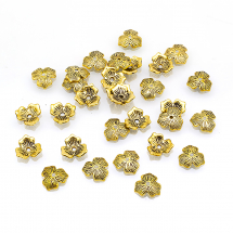 Шапочки для Бусин Металеві, Трикутні, Колір: Античне Золото, Розмір: 11х2.5мм, Отвір 1.5мм, (5WB7575)