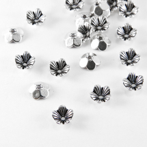 Шапочки для Бусин Металеві, Квітка, Колір: Античне Срібло, Розмір: 10х10х3мм, Отвір 1.5мм, (5WB7701)