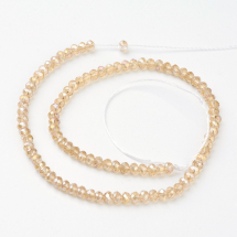 Намистини Гальваніка Скло АВ-Колір, Грановані, Рондель, Колір: Лайт хакі, Розмір: 6х4мм, Отв-тя: 1мм, близько 100шт / 46см / нитка, (5WB7859)