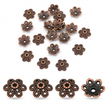 Nakładki na Koraliki Stop Metalowy 9,5x10x3mm Kolor: Miedź 20szt/opakowanie (3WB1805)