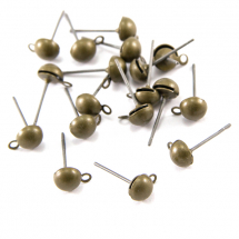 Основи для Пусет, Латунь, з Петелькою, Колір: Бронза, Розмір: 12х6мм, Отвір Петлі 1мм, (3WB1815)