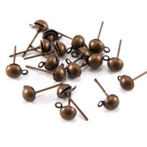 Основи для Пусет, Латунь, з Петелькою, Колір: Мідь, Розмір: 12х6мм, Отвір Петлі 1мм, (3WB1818)