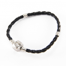 Baza do Eurobransoletki Dziecięcesztuczna Skóra i Mosiądz 150x3mm Kolor: Czarny 1szt (3WB2029)