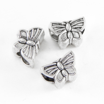 Шарми Євронамистини, Метал Тибетського Стилю, Метелик, Колір: Античне Срібло, Розмір: 9х13х9мм, Отвір 5мм, (3WB2047)