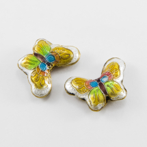 Koraliki Metalowe Cloisonne Mosiądz i Emalia 17х23х5mm Żółty 1szt (3WB2728)