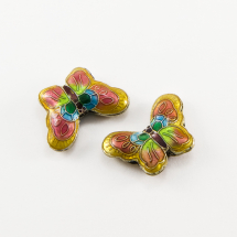 Koraliki Metalowe Cloisonne Mosiądz i Emalia 17х23х5mm Pomarańczowy 1szt (3WB2729)