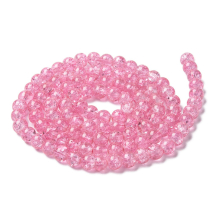 Koraliki Crackle 8mm Lakierowany Okrągły Kolor: Różowy ok. 95szt/76cm/nić (3WB2783)