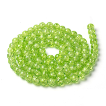 Koraliki Crackle Szkło, Okrągłe, Zielony Blady, 8mm, 95szt/76сm/sznur, (3WB2853)