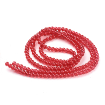 Koraliki Szklane Crackle, Okrągłe " Szkło Tłuczone ", Czerwone, 4mm, Otwór 1mm, około 190szt/76cm/nić (3WB2885)