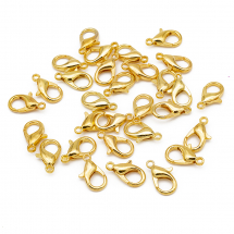 Zapięcie Karabińczyk- Lobster, Stop Metalu, Kolor: Złoto, 14x8mm, Otwór 2mm, 50szt (5WB3684)