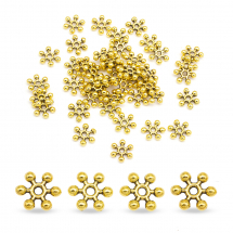 Koraliki Dystansowe, Przekładki, Biżuteria Stop, Kwiat w Stylu Tybetańskim, Złoto Antyczne, 8.5x2.5mm, 50szt (3WB3008)