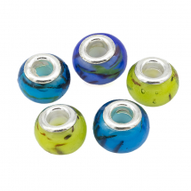 Koraliki Modułowe Charms Szkło i Mosiądz, Mix Kolorów 14x10mm, 5szt (3WB3461)