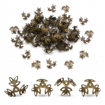 Шапочки для Бусин Залізні, Квітка, Колір: Бронза, Розмір: 13х4мм, Отвір 1.2мм, (6WB690)