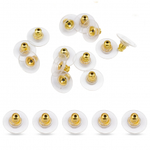 Zatyczki do Kolczyków, Mosiądz i Silikon, Złoty, 12x7mm, Otwór 1mm, 20szt (Q6WB635)