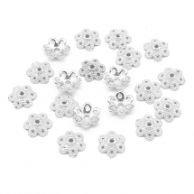 Nakładki na Koraliki Stop Metalowy 9,5x10x3mm Kolor: Srebrny 20szt/opakowanie (3WB5523)