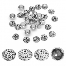 Nakładki na Koraliki Stop Metalowy 11x5mm Kolor: Antyczne Srebro 30szt/opakowanie (3WB5526)