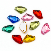 Пришивні Акрилові Стрази, 2 отвори, Трикутні, Колір: Мікс, Розмір: 11х7х2.5мм, Отв-тя 0.5мм, (3WB5688)