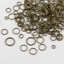 Колечка Одинарні, Залізні, Мікс, Колір: Бронза, Розмір: 4-10мм, 50г / близько 600шт, (3WB5758)