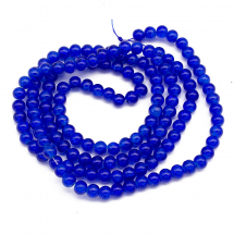 Koraliki Szklane Crackle, Okrągłe "Szkło Tłuczone", Niebieskie, 6mm, Otwór 1mm, około 130szt/76cm/nić (3WB5817)