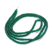 Koraliki Szklane Crackle, Okrągłe "Szkło Tłuczone", Ciemnozielone, 4mm, 190szt/76cm/sznur (3WB5827)