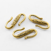 Застібка Гачок Металева, Колір: Античне Золото, Розмір: 22х11х4мм, (2WB10158)