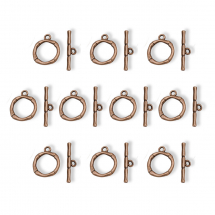 Zapięcie Toggle, Stop Metalu, Miedź, 20x17x3mm, Pałąk: 26x6x3mm, Otwór 2mm, 10szt (2WB10148)