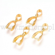 Krawatka Uchwyt do Wisiorków, do Rękodzieła i Biżuterii, Mosiądz, Złoty, 14x7mm, Otwór 4x6mm, 10szt (2WB10170)