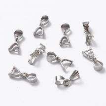 Krawatka Uchwyt do Wisiorków, Mosiądz, Kolor: Platyna, 9mm, Otwór 4x5mm, 10szt (2WB10179)