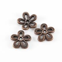 Шапочки для Бусин Металеві, Квітка, Колір: Мідь, Розмір: 11.5х2.5мм, Отвір 1мм, (2WB10056)