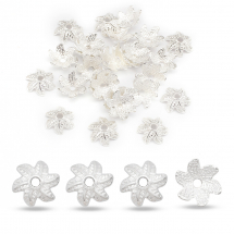 Nakładki na Koraliki Stop Metalowy 11x5mm Kolor: Srebrny 30szt/opakowanie (2WB10084)