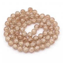 Намистини "Бите Скло" Круглі, Колір: Коричневий блідий, Діаметр: 12мм, Отвір: 2 мм, близько 67шт/80см/нитка, (2WB19075)