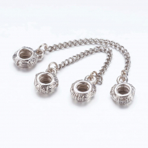 Łańcuszek Zabezpieczający z Modułowym Koralikiem typu Rondelle, Metalowy 10x8mm Długość łańcuszka około 60mm Platyna 1szt (2WB26727)