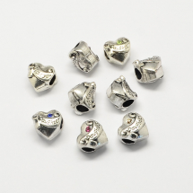 Koraliki Modułowe Charms Stop Metalowy i Cyrkonie, Antyczne Srebro 12х12х10mm, 2szt (2WB27203)