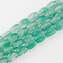 Koraliki Szklane Crackle Dwukolorowe, Owalne, Zielony, 11x8mm, 70szt/77cm/sznur (2WB27336)
