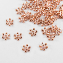 Намистини-Роздільники Металеві, Форма: Сніжинка, Колір: Рожеве Золото, Розмір: 8.5х2.5мм, Отвір 1.5мм, (2WB27626)