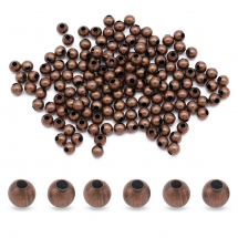 Koraliki Dystansowe Żelazne Okrągłe, Miedź, 3.2x3mm, Otwór 1.2mm, około 1000szt/50g, (2WB27636)