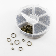 Zestaw Podwójnych Kółeczek, Żelazne, Bronze, 4mm/5mm/6mm/7mm/8mm/10mm, 94g/zestaw (2WB27775)