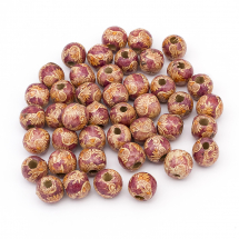 Намистини Дерев'яні Друковані, Круглі, Колір: Коричневий, Діаметр 16мм, Отвір 5мм, близько 40шт/50г, (2WB27811)