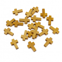 Кулон Дерев'яний Хрест, Бежевий, 22х14х4мм, Отвір 2мм, (2WB27809)