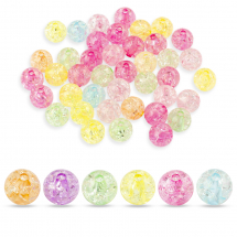 Намистини Акрил "Бите Скло", Імітація, Круглі, Колір: Різнобарвний, Діаметр: 10мм, Отвір 2мм, близько 45шт/25г, (2WB28139)