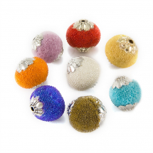 Koraliki Indonezyjskie Polimerowa Glina i Stop Metali Ręcznie Robiony 14mm Kolor: Mix Kolorów 5szt (2WB28145)