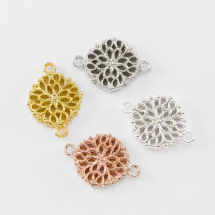 Конектор Квітка Біжутерний сплав, 2 отвори, Колір: Мікс, Розмір: 13х18х2мм, Отвір 1мм, (2WB28199)