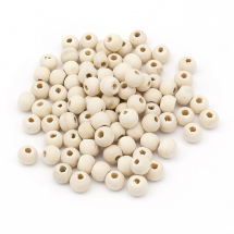 Koraliki Naturalne Drewniane, Surowe, Dystansowe, Okrągłe, Kolor: Biały, 10x9mm, otwor 3mm, około 168szt/50g (2WB28666)