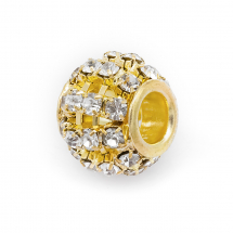Koraliki Modułowe Charms Mosiądz i Cyrkonie 12х10mm Złoto i Kryształ, 1szt (2WB29550)