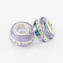 Koraliki Modułowe Charms Lampwork Mosiądz i Cyrkonie Handmade, Liliowy 13x9mm, 1szt (2WB29586)