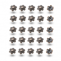 Nakładki na Koraliki Stop Metalowy 11x11x5mm Kolor: Miedź 20szt/opakowanie (2WB29167)