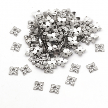 Nakładki na Koraliki Stop Metalowy 6x6x2mm Kolor: Platyna 100szt/opakowanie (2WB29184)